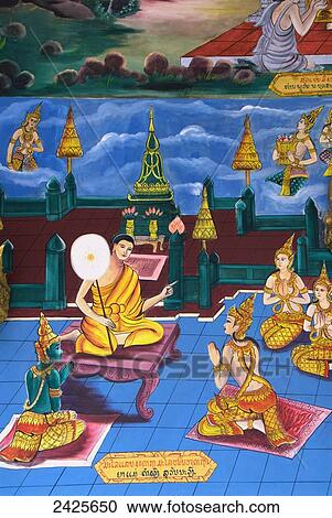 Laos, Vientiane, Wat Hai Sok, panel painting View Large Photo Image Stock Image - Laos, Vientiane, Wat Hai Sok, panel painting. Fotosearch