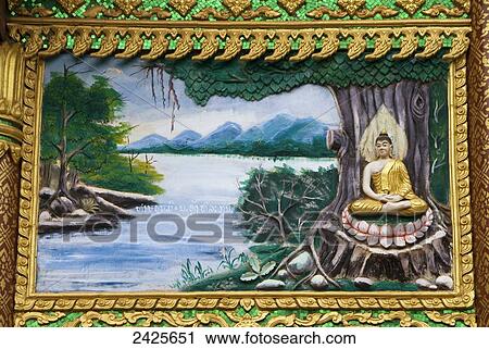 Laos, Vientiane, Wat Impeng, panel painting View Large Photo Image Stock Image - Laos, Vientiane, Wat Impeng, panel painting. Fotosearch
