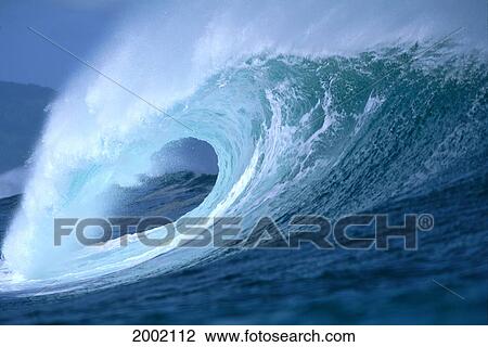 Large Aqua Wave, Curling, Spray And Whitewash, Blue Sky View Large Photo Image Stock Image - Large Aqua Wave, Curling, Spray And Whitewash, Blue Sky. Fotosearch