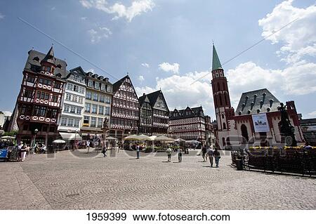 Stock Photo - Large Group Of People At Romerberg In Frankfurt Am Main, Germany. Fotosearch