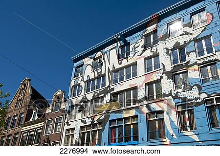 Picture - Large pop art style mural, called Boom, on building; Amsterdam, Holland. Fotosearch