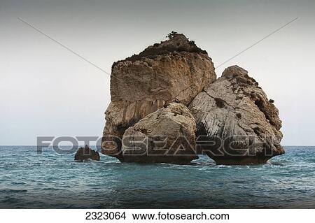 Picture - Large rock formations in ocean; Aphrodite Bay, Cyprus. Fotosearch