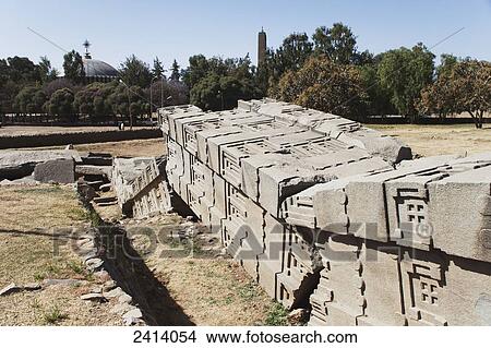 Largest fallen stele, Stele field; Axum, Tigray region, Ethiopia View Large Photo Image Picture - Largest fallen stele, Stele field; Axum, Tigray region, Ethiopia. Fotosearch