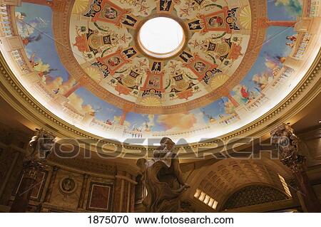 Stock Image - Las Vegas, Nevada, United States Of America; Decorative Painted Dome Ceiling And Statues. Fotosearch