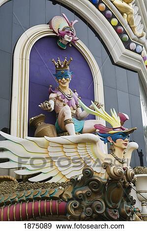 Stock Photo - Las Vegas, Nevada, United States Of America; Decorative Colorful Statues On A Building Entrance. Fotosearch