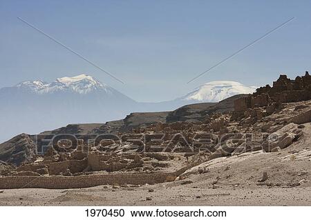Stock Image - Lasana Pucara, A Pre-Columbian Fortress Built On A Cliff By The Loa River, Antofagasta Region, Chile. Fotosearch