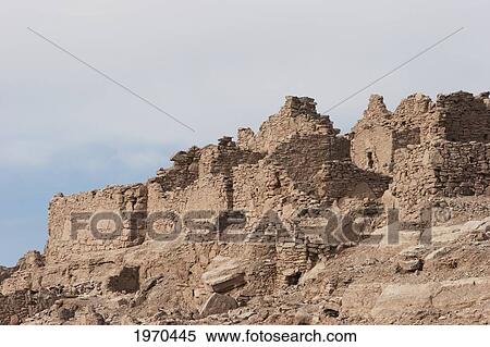 Stock Photography - Lasana Pucara, A Pre-Columbian Fortress Built On A Cliff By The Loa River, Antofagasta Region, Chile. Fotosearch