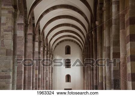 Picture - Lateral Nave Of The Speyer Cathedral, (Officially The Imperial Cathedral Basilica Of The Assumption And St Stephen), Speyer, Germany. Fotosearch