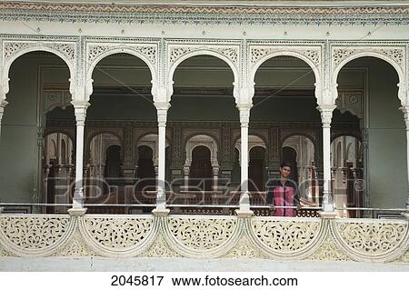 Latticed Balcony Along A Courtyard Of The Nawalgarh Podar Haveli Museum, Nawalgarh, Rajasthan, India View Large Photo Image Stock Photo - Latticed Balcony Along A Courtyard Of The Nawalgarh Podar Haveli Museum, Nawalgarh, Rajasthan, India. Fotosearch