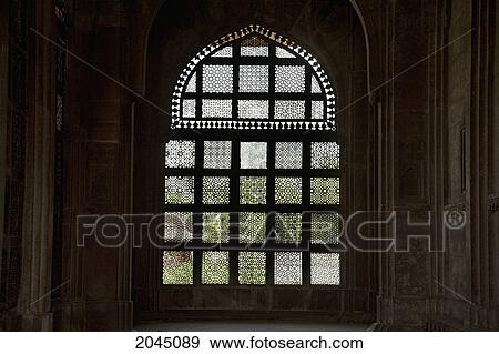 Stock Photo - Latticed Windows At The Tomb Of Mohammed Gaus, Gwalior, Madhya Pradesh, India. Fotosearch
