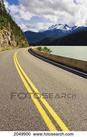 Stock Image - Lava Lake And Alder Peak, Nisga'a Highway, British Columbia. Fotosearch