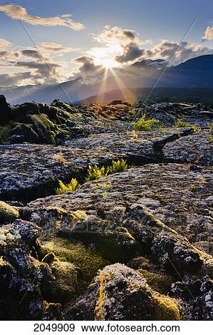 Stock Photo - Lava Rock At Sunset, Nisga'a Provincial Park, British Columbia. Fotosearch