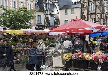 Le marche des Lices. One of the biggest food markets in France. Rennes. Brittany. France. View Large Photo Image Stock Image - Le marche des Lices. One of the biggest food markets in France. Rennes. Brittany. France.. Fotosearch