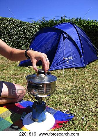 Stock Photograph - Le Rozel, Manche, Normandy, France. Setting Up Camp. Fotosearch