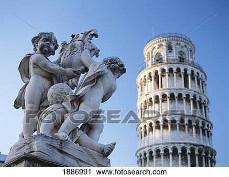 Leaning Tower Of Pisa With Statue View Large Photo Image Stock Image - Leaning Tower Of Pisa With Statue. Fotosearch