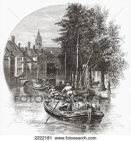 Leiden, South Holland, The Netherlands In The 19Th Century. From Pictures From Holland By Richard Lovett, Published 1887. View Large Photo Image Stock Image - Leiden, South Holland, The Netherlands In The 19Th Century. From Pictures From Holland By Richard Lovett, Published 1887.. Fotosearch