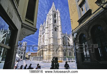 Stock Photograph - Leon's White Gothic Cathedral. Fotosearch