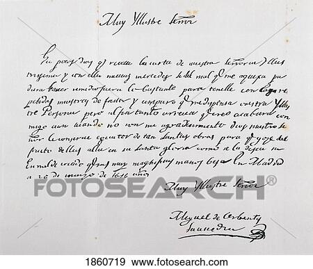 Letter Written To Archbishop Of Toledo March 26, 1616 By Miguel Saavedra De Cervantes 1547 1616 Spanish Writer View Large Photo Image Stock Photo - Letter Written To Archbishop Of Toledo March 26, 1616 By Miguel Saavedra De Cervantes 1547 1616 Spanish Writer. Fotosearch