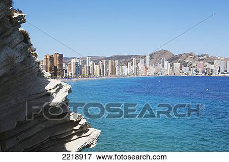 Stock Photo - Levant Beach; Benidorm Alicante Province Costa Blanca Spain. Fotosearch