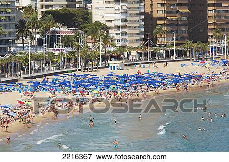 Stock Photo - Levante Beach; Benidorm Alicante Province Costa Blanca Spain. Fotosearch