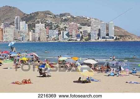Stock Photo - Levante Beach; Benidorm Alicante Province Costa Blanca Spain. Fotosearch