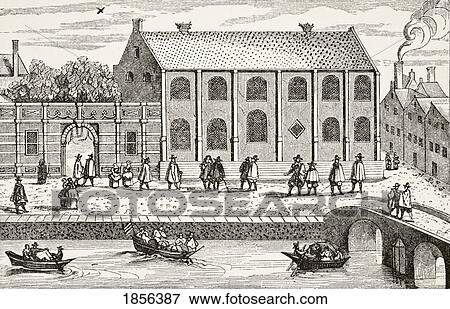 Stock Photo - Leyden Or Leiden University Holland After A Contemporary Drawing Made Circa 1614 From Science And Literature In The Middle Ages By Paul Lacroix Published London 1878. Fotosearch