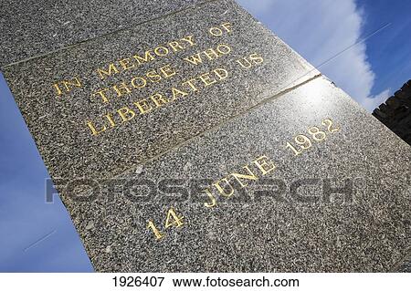 Stock Photo - Liberation Memorial To 1982 Conflict. Fotosearch