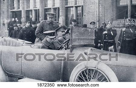 Stock Image - Lieutenant, The Prince Of Wales, Later King Edward Viii, Aide-De-Camp To Sir John French On The Western Front During World War I, At The Wheel Of His Car With Prince Alexander Of Teck As Passenger. From The Illustrated War News 1915.. Fotosearch