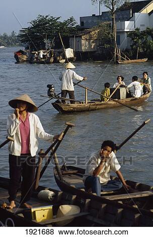 Life And Traders On The Mekong River View Large Photo Image Stock Photo - Life And Traders On The Mekong River. Fotosearch