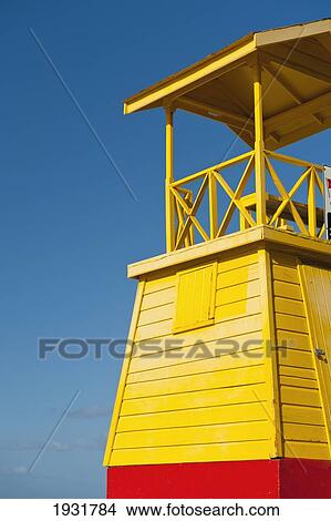 Picture - Lifeguard's Tower On Miami Beach, Oistins, Barbados; Oistins, Barbados.. Fotosearch