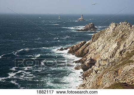 Stock Photo - Lighthouse Along The Coast Of France; Brittany, France. Fotosearch