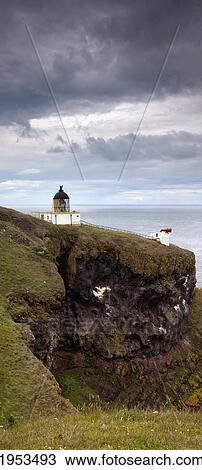 Stock Image - Lighthouse And Foghorn Along The Coast; St. Abb's Head Scottish Borders Scotland. Fotosearch