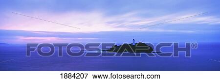 Stock Photo - Lighthouse At Dusk Near St. Ives. Fotosearch