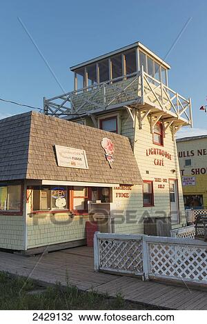 Stock Image - Lighthouse cafe at the harbour; North Rustico, Prince Edward Island, Canada. Fotosearch