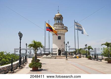 Stock Image - Lighthouse On Cerro Santa Ana, Guayaquil, Guayas, Ecuador. Fotosearch