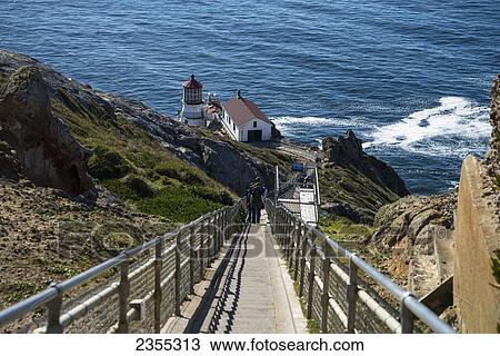 Stock Image - Lighthouse Stairway At Point Reyes National Seashore; California, United States Of America. Fotosearch