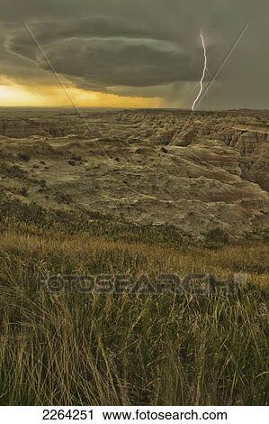 Lightning strike over badlands national park; south dakota usa View Large Photo Image Stock Image - Lightning strike over badlands national park; south dakota usa. Fotosearch