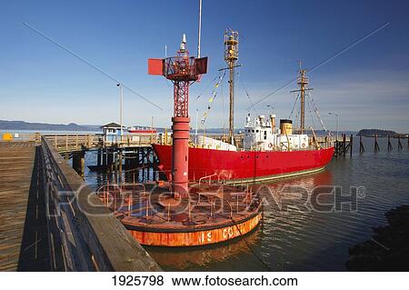 Stock Photo - Lightship Columbia And Columbia River Maritime Museum; Astoria, Oregon, United States Of America. Fotosearch