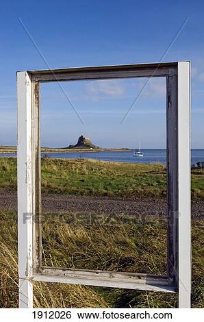 Stock Photograph - Lindesfarne Castle Seen Through Empty Frame, Holy Island, Northumberland, Uk. Fotosearch
