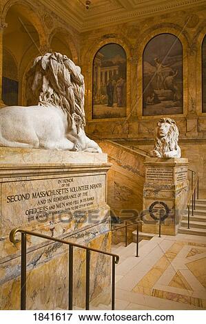 Lion Statue In Boston Public Library; Copley Square, Boston, Massachusetts, Usa View Large Photo Image Stock Photo - Lion Statue In Boston Public Library; Copley Square, Boston, Massachusetts, Usa. Fotosearch