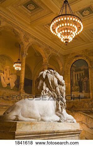 Lion Statue In Boston Public Library; Copley Square, Boston, Massachusetts, Usa View Large Photo Image Stock Photo - Lion Statue In Boston Public Library; Copley Square, Boston, Massachusetts, Usa. Fotosearch