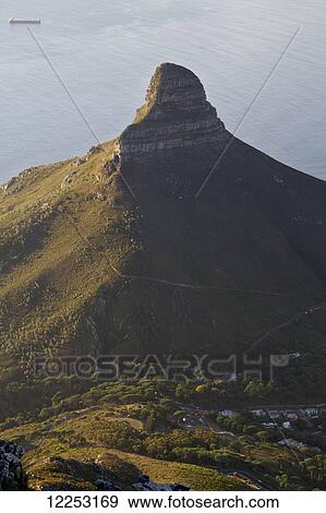 Lion's head Mountain, top view from table mountain; Cape Town, South Africa View Large Photo Image Stock Photo - Lion's head Mountain, top view from table mountain; Cape Town, South Africa. Fotosearch