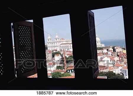 Stock Photo - Lisbon Cityscape As Seen Through Windows. Fotosearch