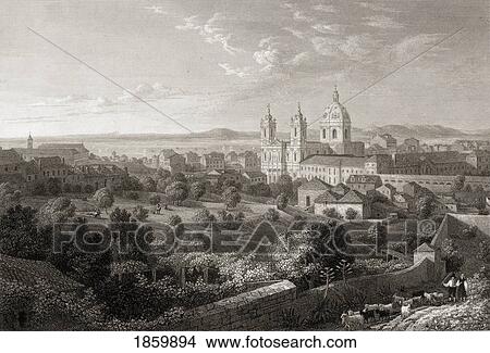 Picture - Lisbon From The Rua De San Miguel. From The Original Painting By Lt. Col. Batty F. R. S. From The Book ÃƒÂ¢Ã¢â€šÂ¬Ã…â€œSelect Views Of Some Of The Principal Cities Of EuropeÃƒÂ¢Ã¢â€šÂ¬Ã‚Â Published London 1832. Engraved By T. Jeavons.. Fotosearch