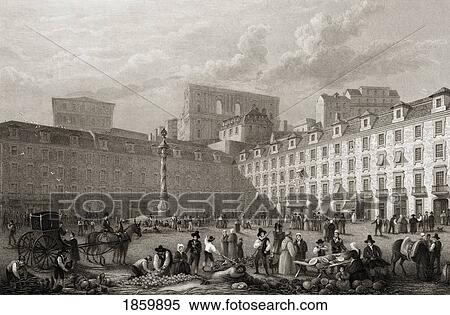 Stock Photography - Lisbon, The Largo Do Pelourinho. From The Original Painting By Lt. Col. Batty F. R. S. From The Book ÃƒÂ¢Ã¢â€šÂ¬Ã…â€œSelect Views Of Some Of The Principal Cities Of EuropeÃƒÂ¢Ã¢â€šÂ¬Ã‚Â Published London 1832. Engraved By Freebain. Fotosearch