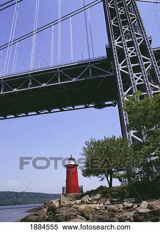 Little Red Lighthouse Under Bridge View Large Photo Image Stock Photography - Little Red Lighthouse Under Bridge. Fotosearch
