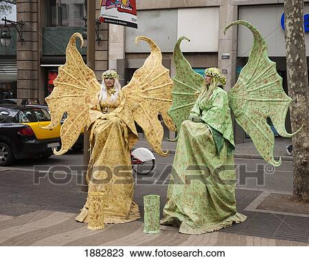 Living Statues Of Fairies; Barcelona, Spain View Large Photo Image Stock Image - Living Statues Of Fairies; Barcelona, Spain. Fotosearch