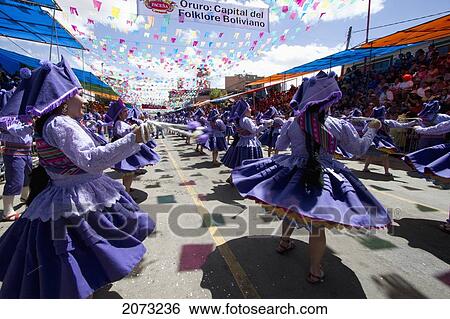 Stock Photograph - Llamerada Dancers In The Procession Of The Carnaval De Oruro, Oruro, Bolivia. Fotosearch