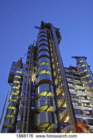 Stock Photograph - Lloyds Building At Dusk, Low Angle View. Fotosearch