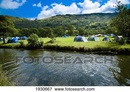 Stock Photo - Llyn Gwynant Campsite, Nantgwynant, Snowdonia National Park, North Wales. Fotosearch